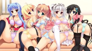 どの女の子とエッチしよう美女達に囲まれハーレム状態のエロ画像
