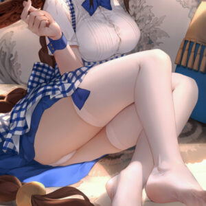 【二次画像】オーバーニーソックスを履いてる美脚の二次エロ画像